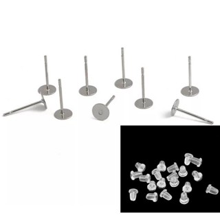 Base de brinco com tarracha - prata - 4mm 100 peças em Oferta na Shopee