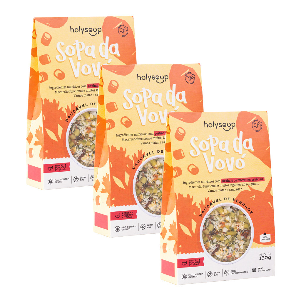 KIT 3X SOPA SAUDÁVEL HOLY SOUP SOPA DA VOVÓ 130G