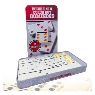 Jogo De Dominó Profissional 28 Peças Colorido Estojo De Lata