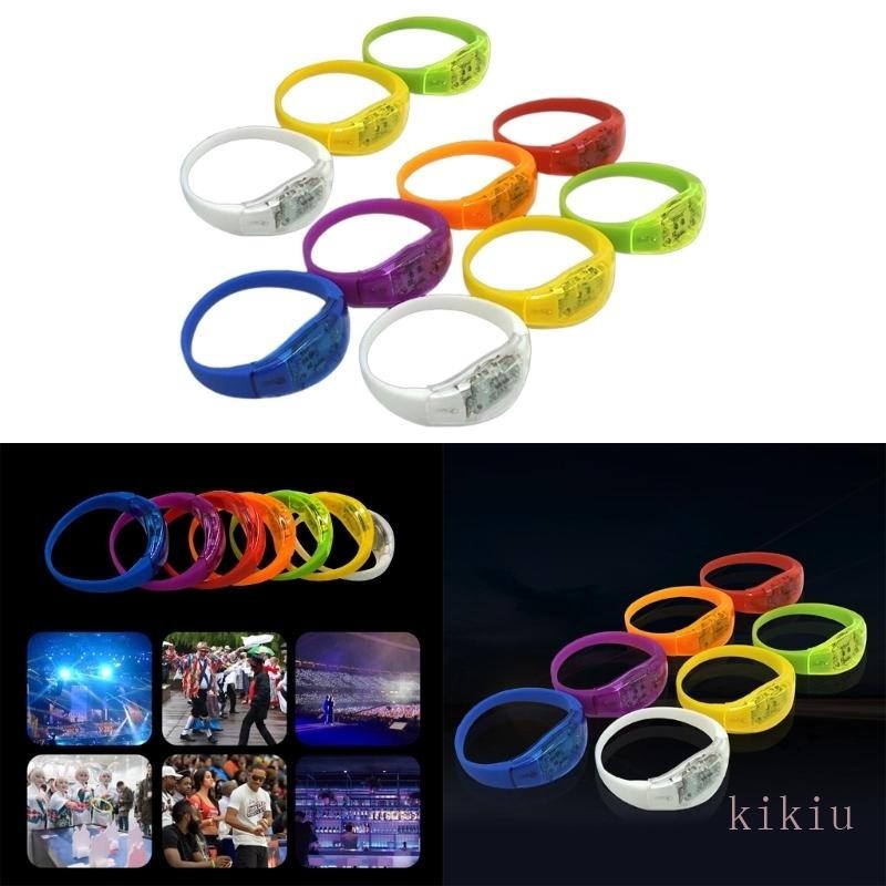 kikiu 10pcs Pulseiras Leds Controle Som Piscando Halloween