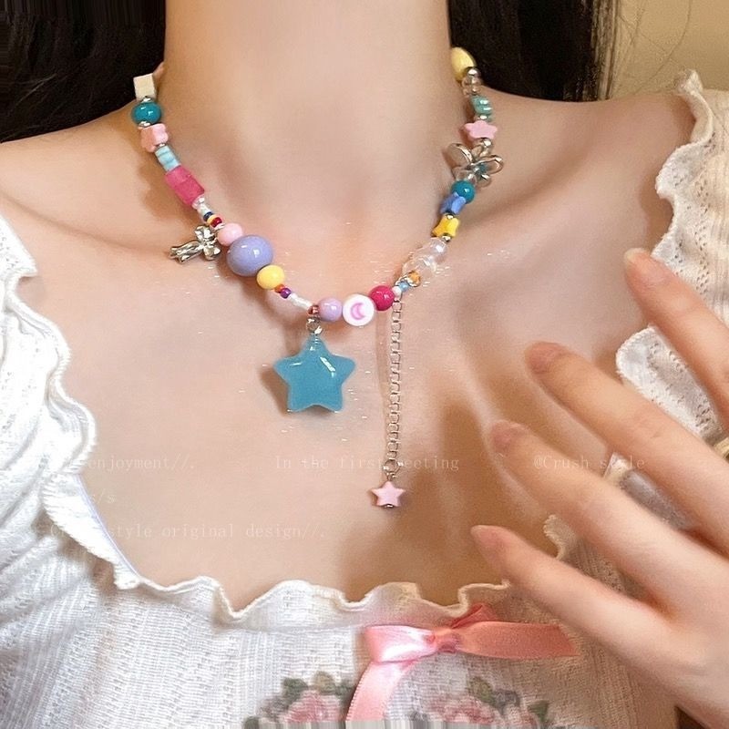 Dois Parques De Diversões KIKI Candy Amusement Parks Summer Instagram Niche Necklace Feminino Dopamina Colar Frio