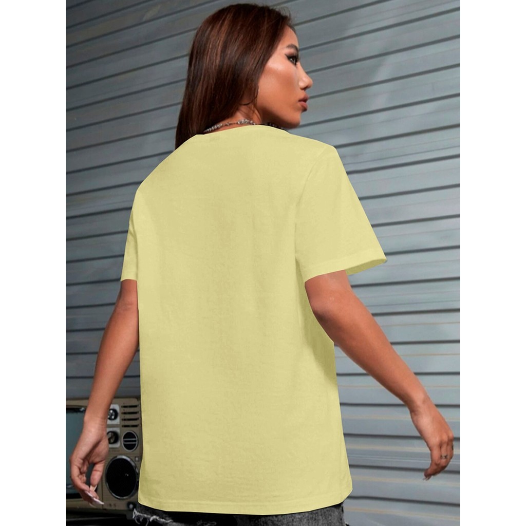 Camiseta Básica Lisa Moderna Feminina Blusa Simples Streetwear Oversized Camisa Casual Despojada