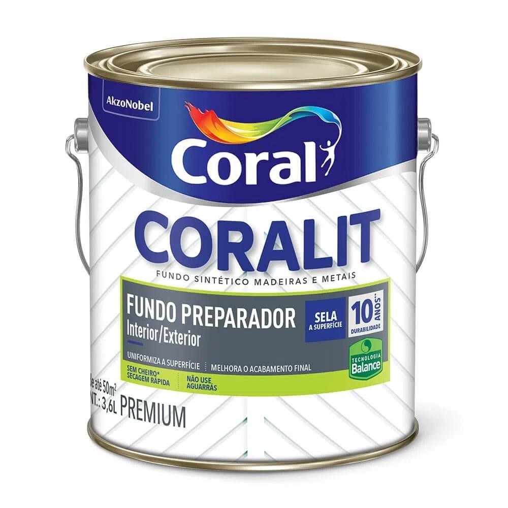 Fundo Preparador Madeira Base Agua Coralit Balance Coral 3,6L