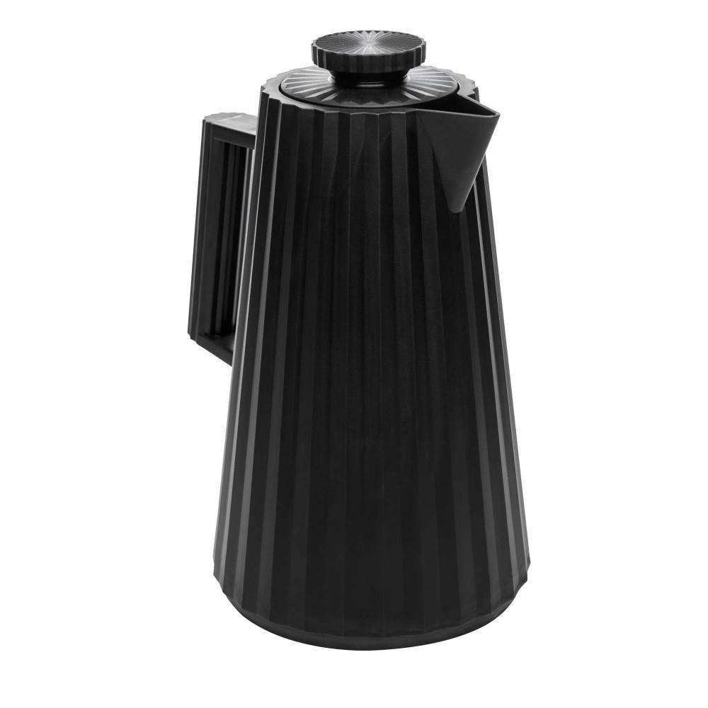 Garrafa Térmica Wolff Plissé e Plástico 1L Preta - Home & Living