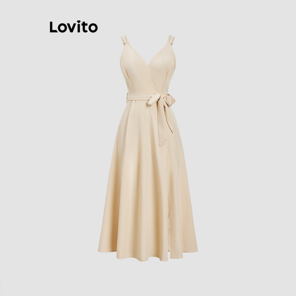 Detalhes do Lovito Vestido Elegante Com Cadarço, Vestido De Verão/Primavera Para Mulheres L113MD400
