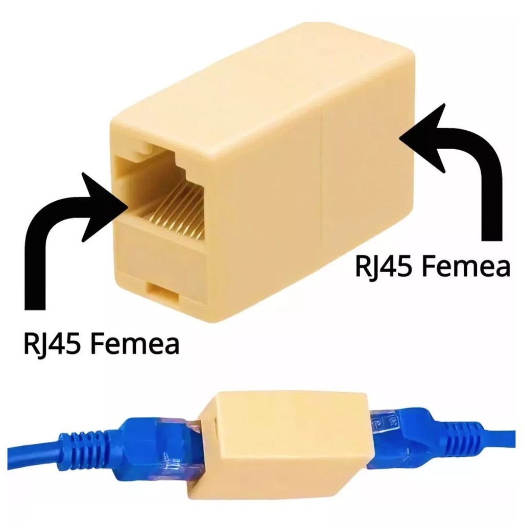 Emenda Prolongador Extensor Cabo De Rede Rj45 Fêmea CAT5/CAT6 1giga