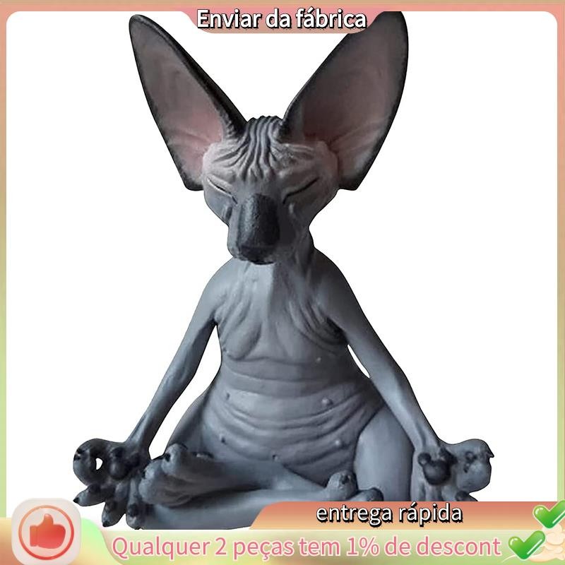 Imagem Sphynx Gato Meditar , Estátua De Pensando , De Pensamento Meditando , Sem Pêlos Meditação Decoração Colecionável