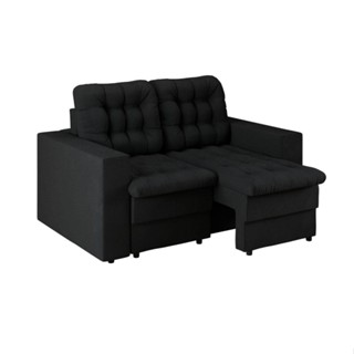 Sofá 2 Lugares Retrátil Lubeck Plush Suede Preto 140 cm em Oferta na Shopee