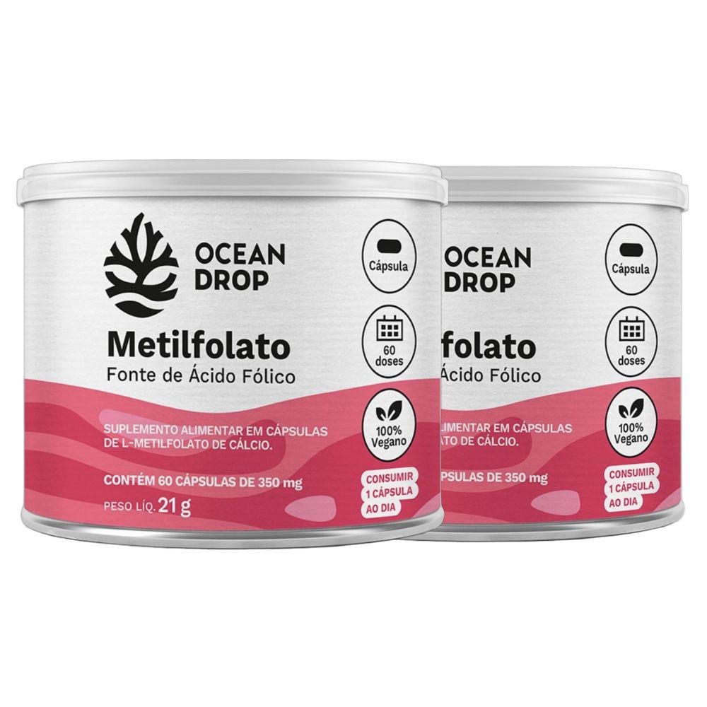 Kit 2x Metilfolato Vitamina B9 350 Mg 60 Caps - Ocean Drop