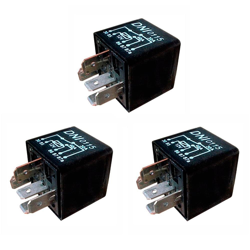3 Relés Auxiliares Reversores 5 Terminais - 12V 40/30A - DNI 0115 - Spare Parts and Accessories for Vehicles