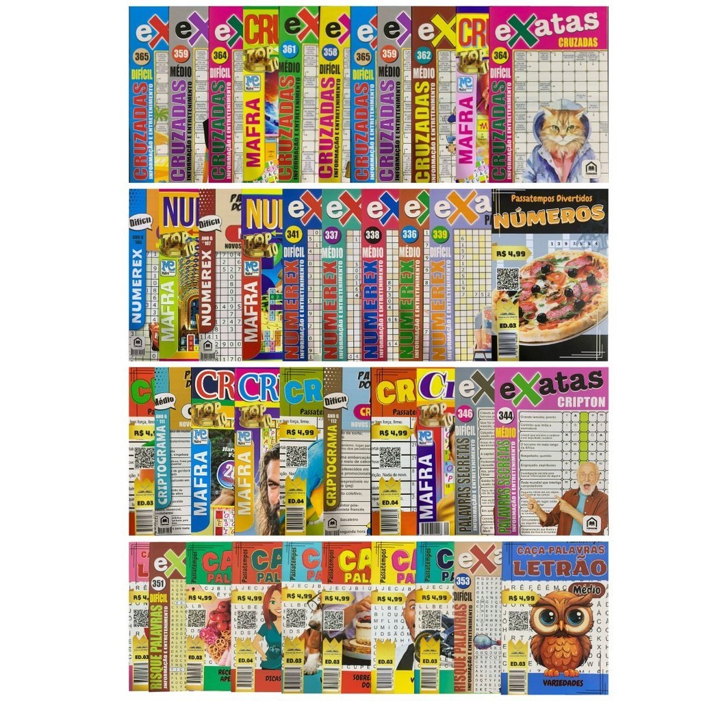 Passatempo Caça Palavras Revistas Sortidos | Kit 20 Revistas Sem Repetição