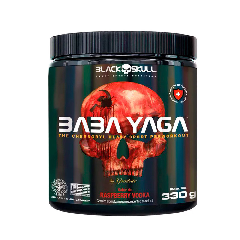 Pré-Treino Baba Yaga Goodvito 330g Sabor Raspberry Black Skull