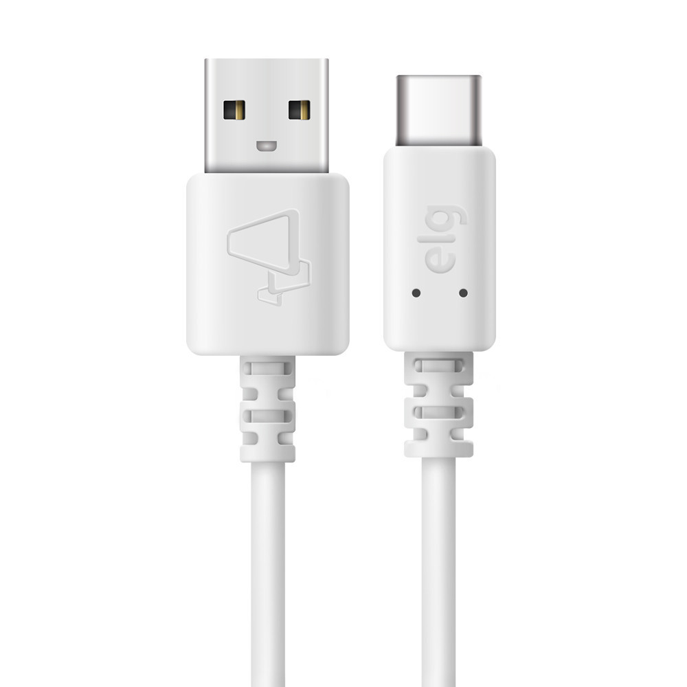Cabo USB Tipo-C, ELG, TCUSB, Recarga e Sincronização, Carga Rápida 3A/15W, 1 Metro, Branco em Oferta na Shopee