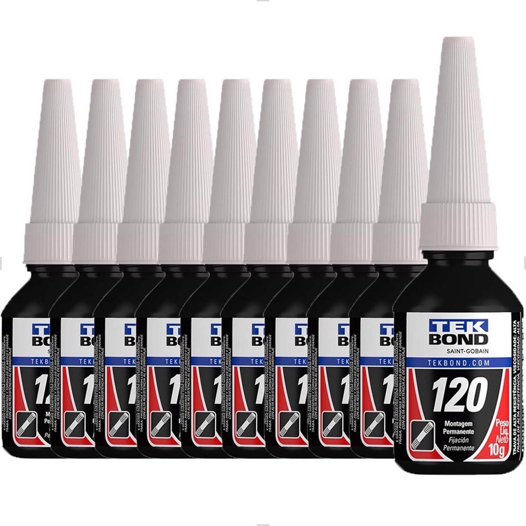 Kit com 10 Adesivos Anaeróbicos Trava Rosca Alta Resistência 120 10g Tekbond em Oferta na Shopee