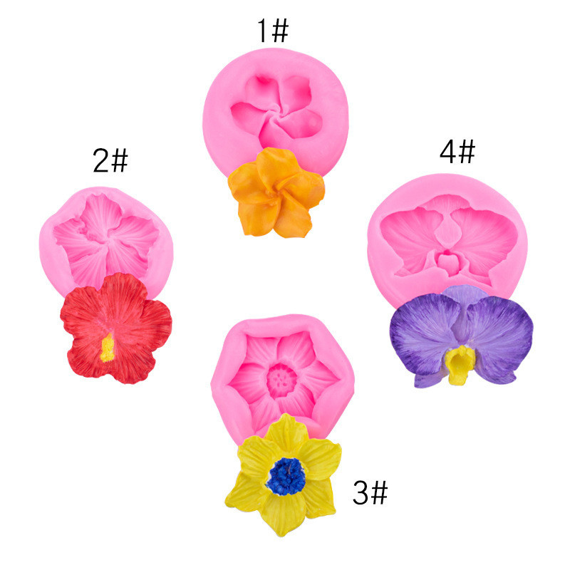 Phalaenopsis Girassol Lótus Hibisco Rosa-Sinensis Molde De Silicone Simulação Flor Fondant Brickearth Decorações De Bolo