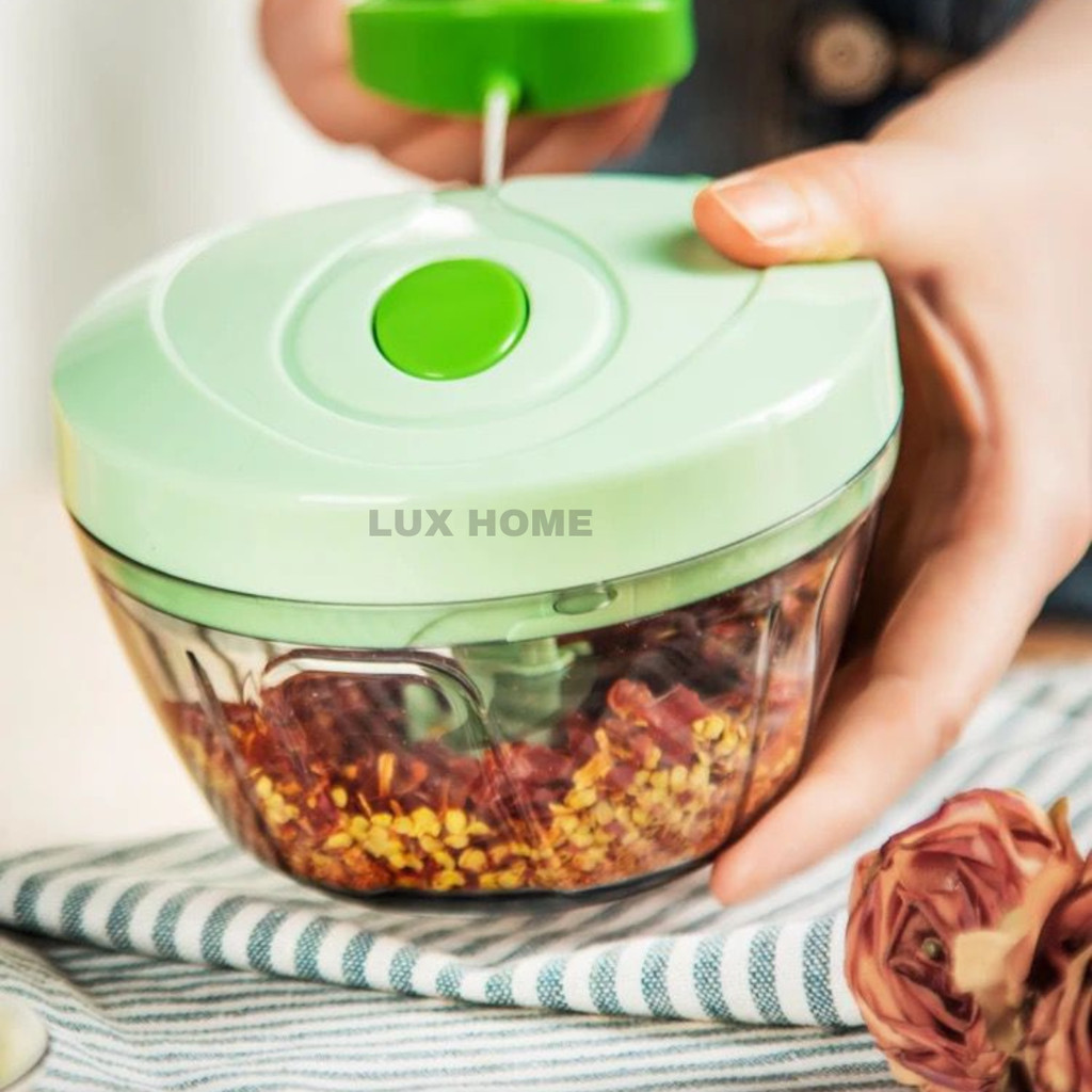 Processador de Alimentos Manual 3 Lâminas 500ml Triturador de Alho Cortador Legumes Verdura tempero