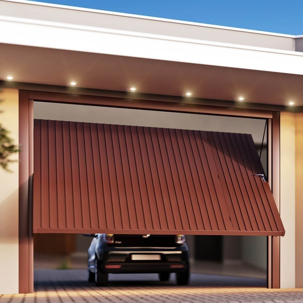 Portão de Aço Contrapeso com Painel em Chapa Frisada 220x265x12 em Oferta na Shopee