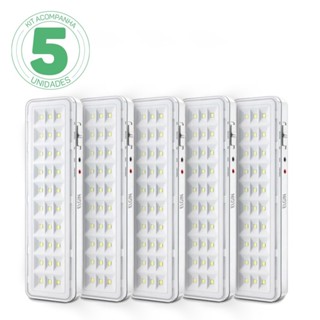 Kit 5 Luminárias de emergência 30 Leds branca - Elgin (110V/220V)