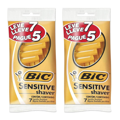 Kit 14 Un - Aparelho de Barbear BIC Sensitive Shaver Leve 7 Pague 5 Unidades