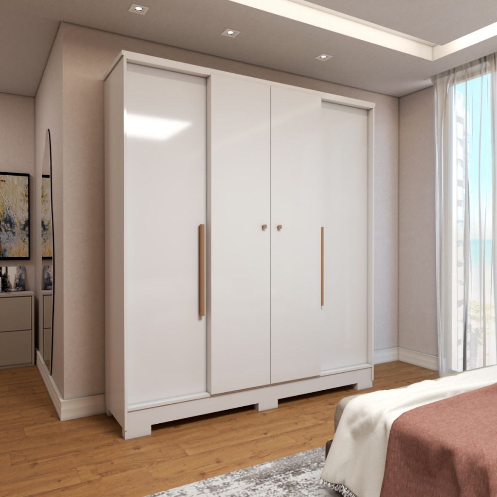 Guarda-Roupa Casal Varsóvia 4 Portas 2 Gavetas em Oferta na Shopee