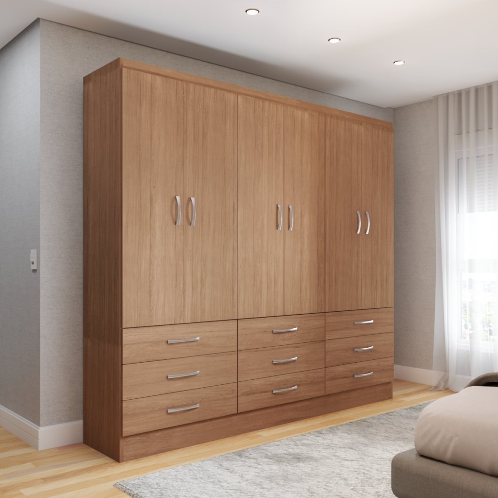 Guarda-Roupa Casal Madri 6 Portas 9 Gavetas Cinamomo - Panorama Móveis em Oferta na Shopee