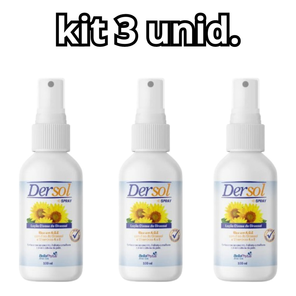 KIT 3 unid Dersol Óleo de Girassol em Spray 100ml - Bellaphytus
