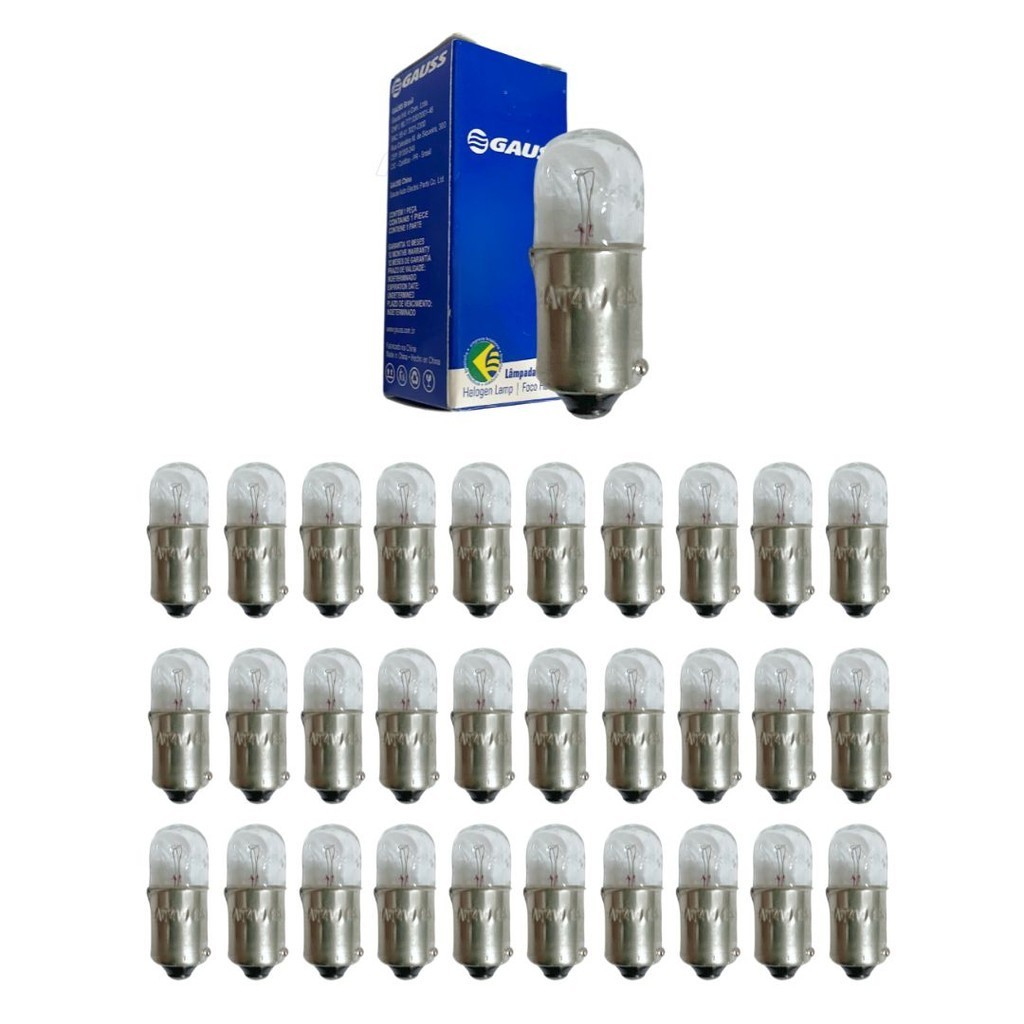 Kit 30 Lampadas Miniatura 69 24V 4W T4W Luz do Painel e Meia Luz Gauss GL0069A em Oferta na Shopee