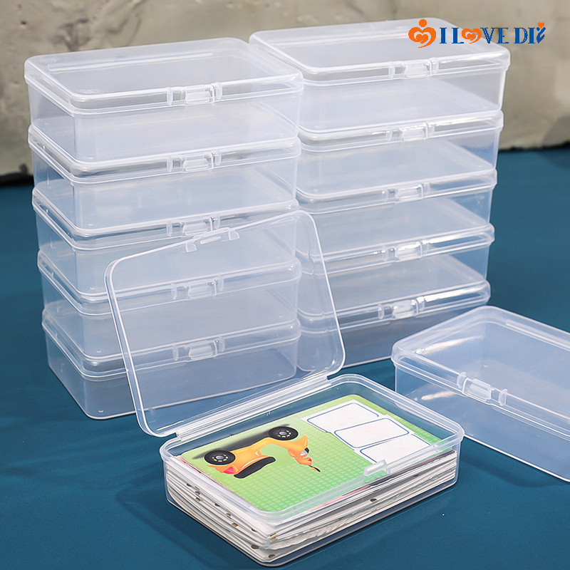 6/10 Pcs Cartões De Jogo Portáteis Estojos Para Postais-Mini Caixa Plástica Transparente Armazenamento De Jóias-Organizador De Cabos De Dados Com Economia De Espaço