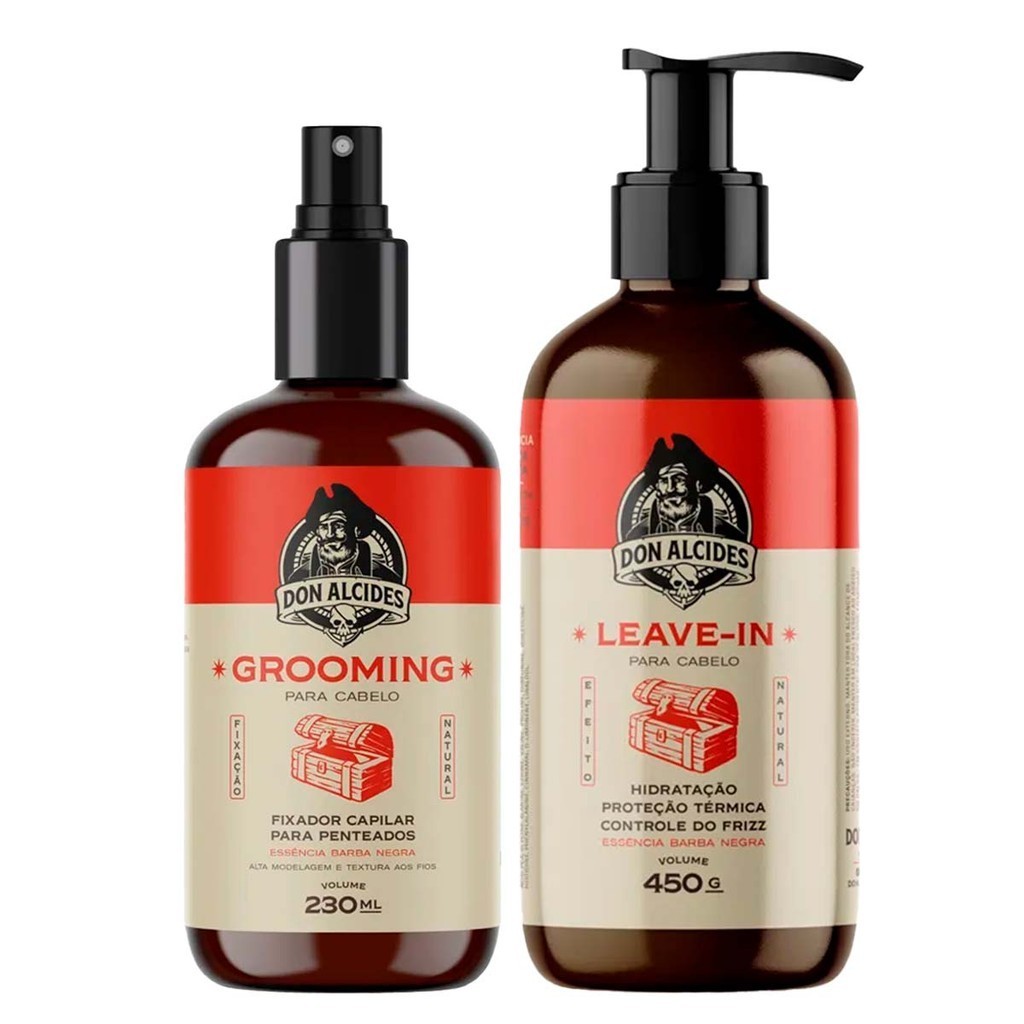 Kit Grooming e Leave-in Para Cabelo Barba Negra Don Alcides