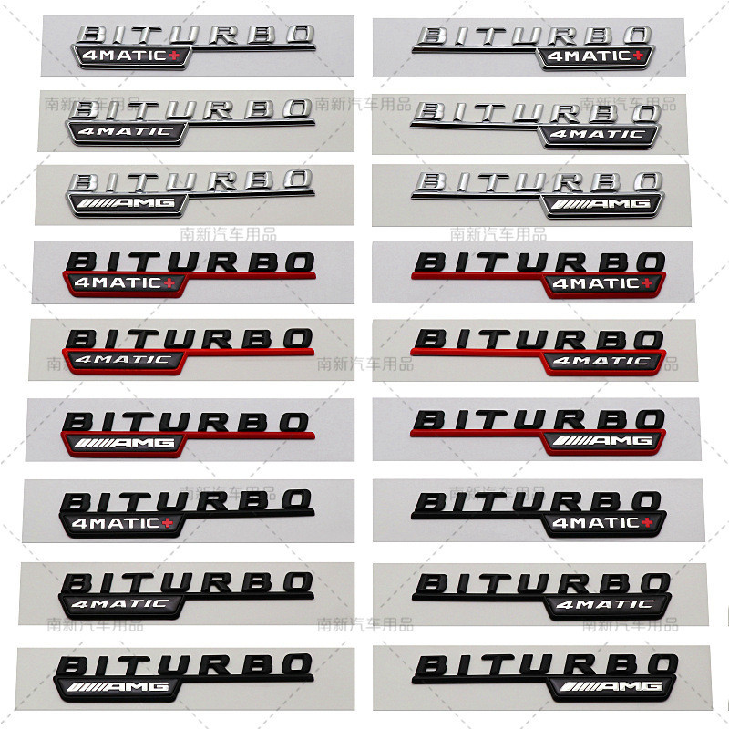 [Amig grátis] BITURBO AMG 4MATIC + etiqueta de carro modificação de etiqueta de palavra adequada para Benz Fender Car Ro