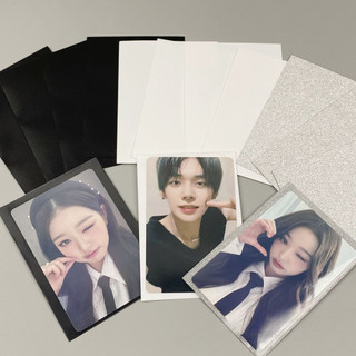 Manga De Cartão 50pcs Fosca Preta Branca Prateada Kpop Photocard Protector Card Decoração
