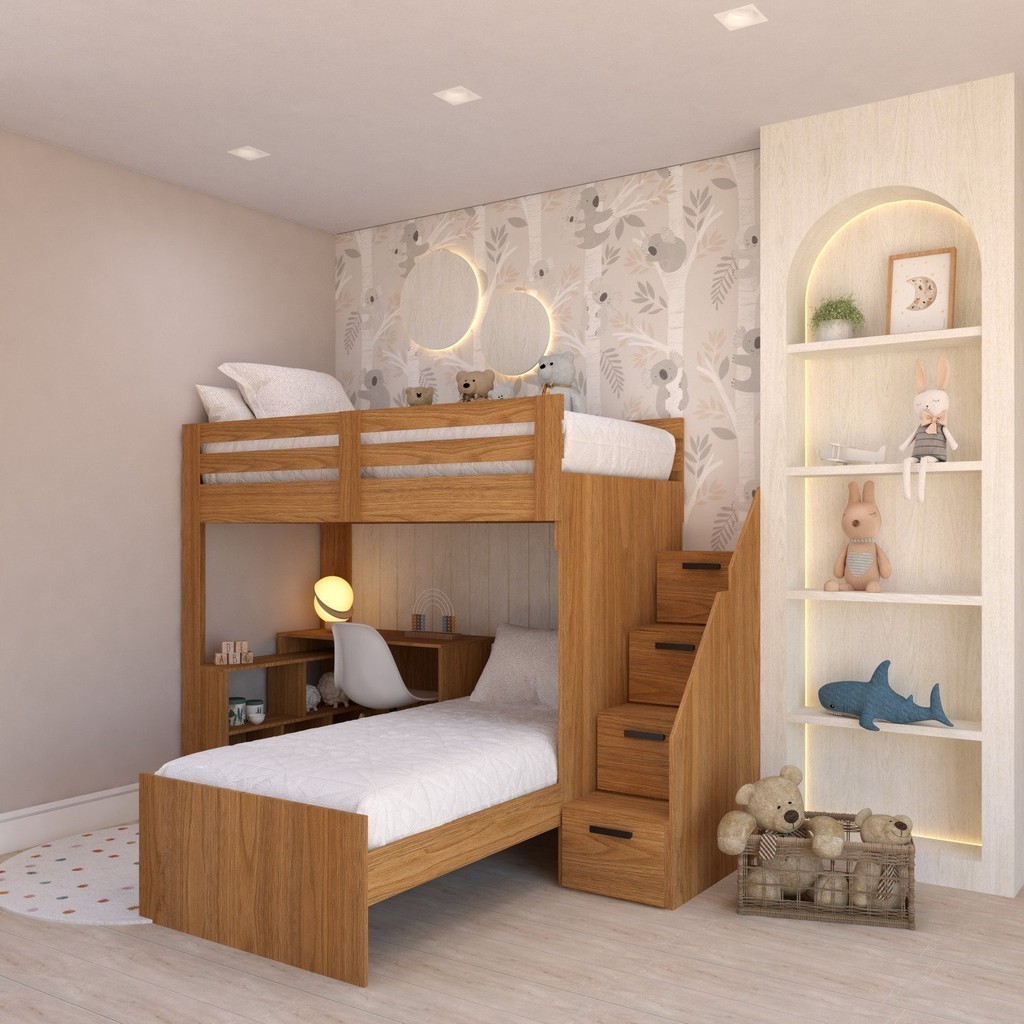 Beliche Star Office Infantil/ Juvenil Multifuncional com Escrivaninha Casatema - Mom & Baby