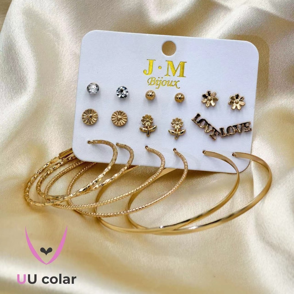 Conjunto de brincos K-Pop para mulheres – brincos de argola de prata e ouro, brincos promocionais em Oferta na Shopee