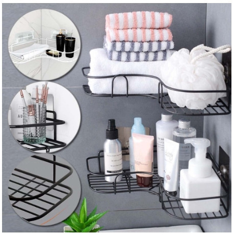 Kit 1/2 Suporte Prateleira Porta Shampoo de Canto e Reto Com Adesivo Organizador em Oferta na Shopee