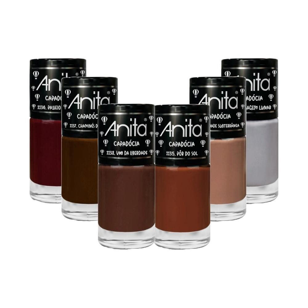 Coleção Esmaltes Anita Capadócia | KIT 6 cores | Paisagem Lunar,  Pôr Do Sol,  Passeio de Balão, Chaminés de Fadas, Voo da Liberdade, Cidade Subterrânea em Oferta na Shopee