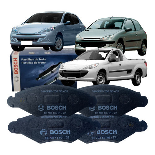 Kit 4 Pastilha Freio Dianteiro Original Bosch 206 207 Hoggar Sw Sedan Flex 2005 Até 2016 em Oferta na Shopee