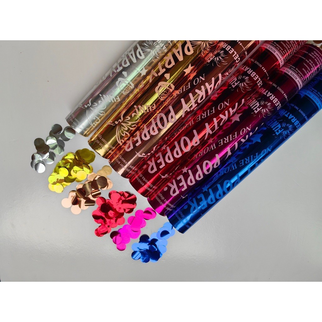 Lança Confete Metalizado Redondo Varias Cores 30cm em Oferta na Shopee