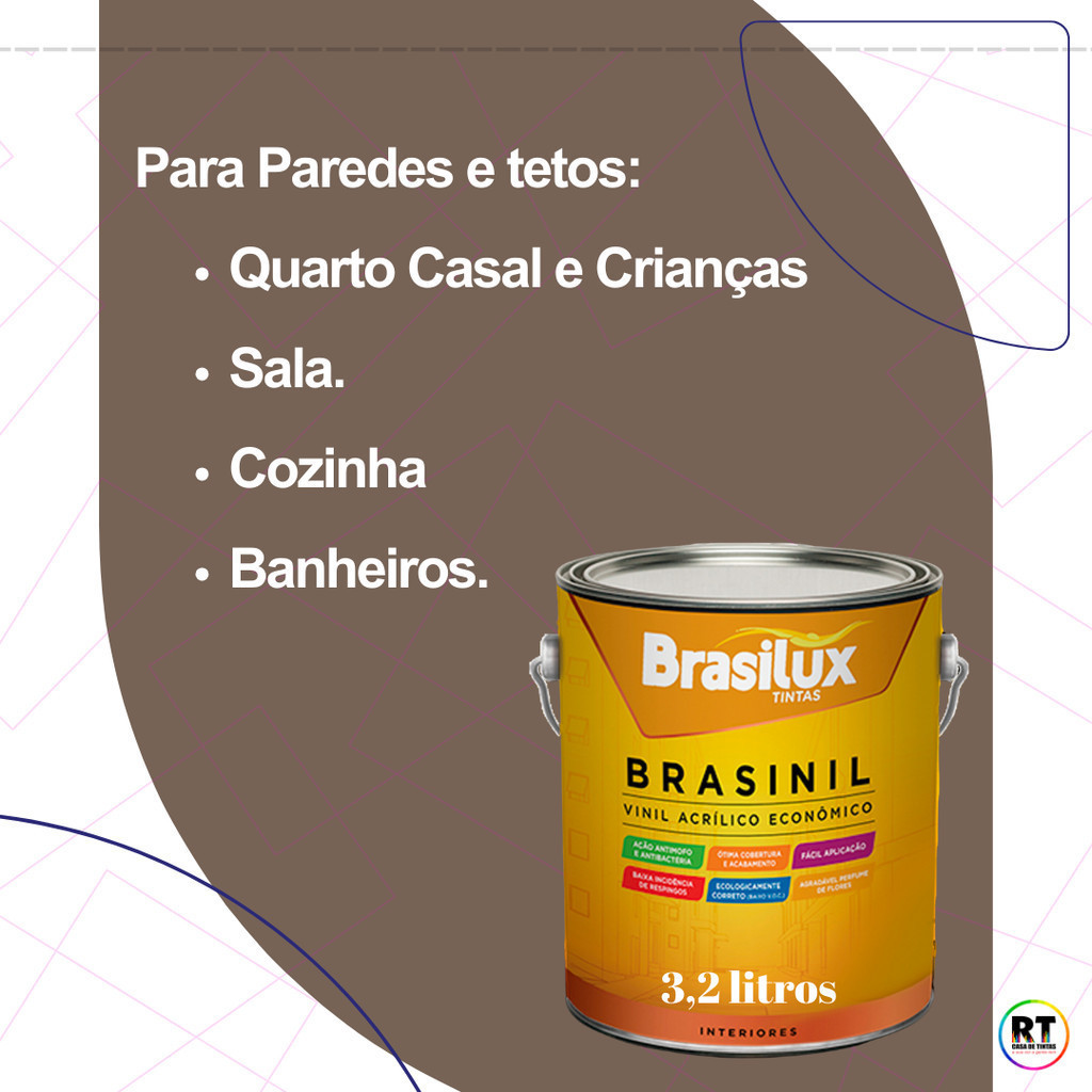 Tinta Algodão Egípcio de Parede Acrílica tons Marrons Brasinil Anti Mofo 3,2l — imagem 2 de 2