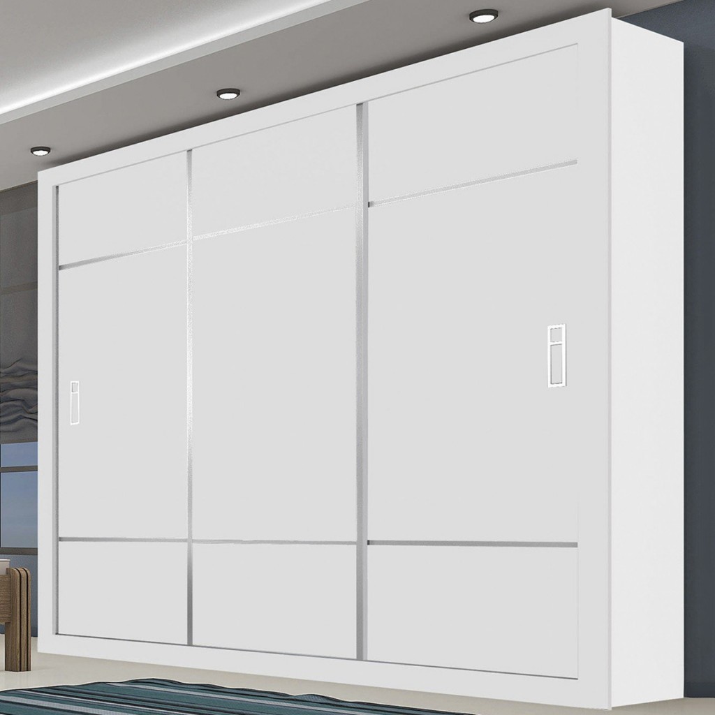 Guarda-Roupa Casal Lotse 3 Portas de Correr 4 Gavetas Nevada - Carioca Móveis em Oferta na Shopee