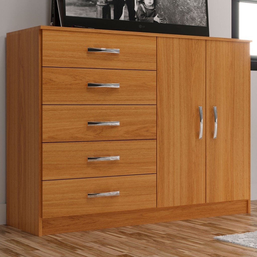 Cômoda 2 Portas 5 Gavetas Cp254 Cinnamomo - Evidencia Móveis - Home & Living