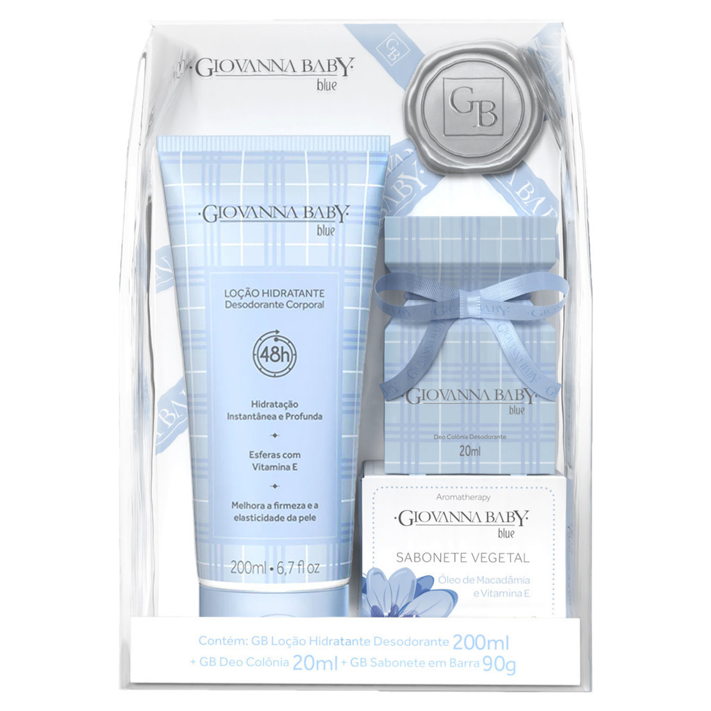KIT GIOVANNA BABY LOÇÃO 200ML + DEO COLÔNIA 20ML + SABONETE EM BARRA 90G - BLUE - Beauty