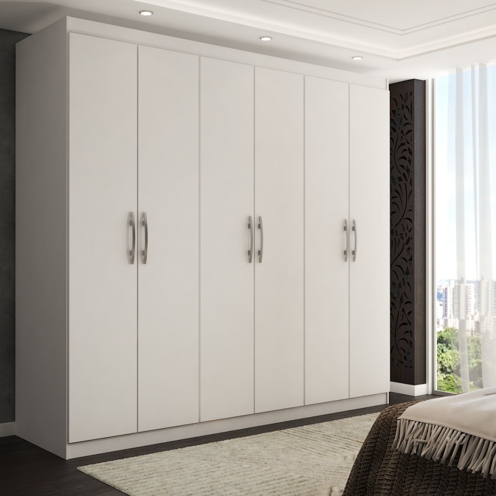 Guarda-Roupa Casal 6 Portas Romeu Branco - Panorama Móveis - Home & Living