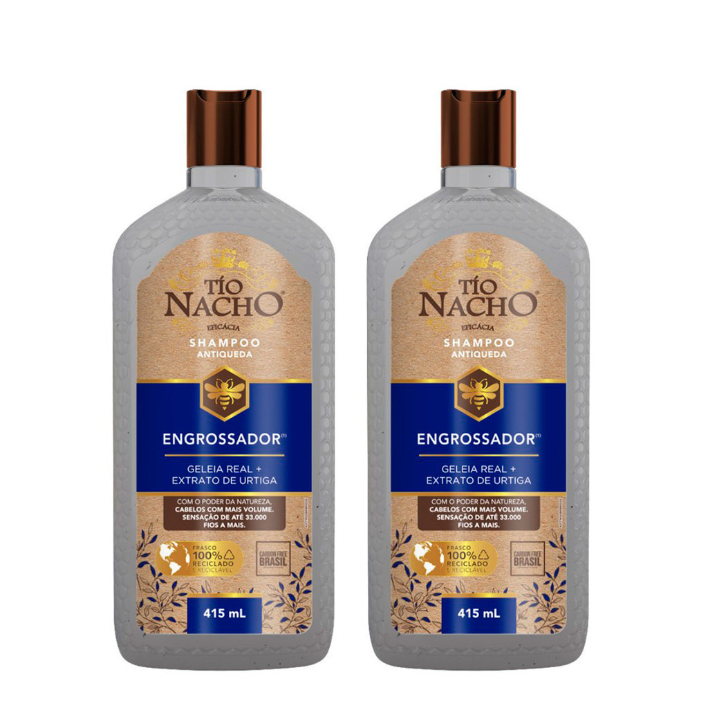 Kit 2 Shampoo Tio Nacho Engrossador 415ml Volume Dos Cabelos