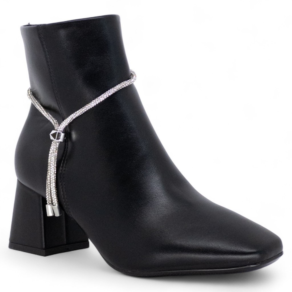 Bota Vizzano Cano Curto Salto Bloco Feminina Brilho Macia Original