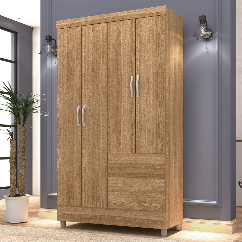 Guarda-Roupa Solteiro San Diego 4 Portas 2 Gavetas - Home & Living
