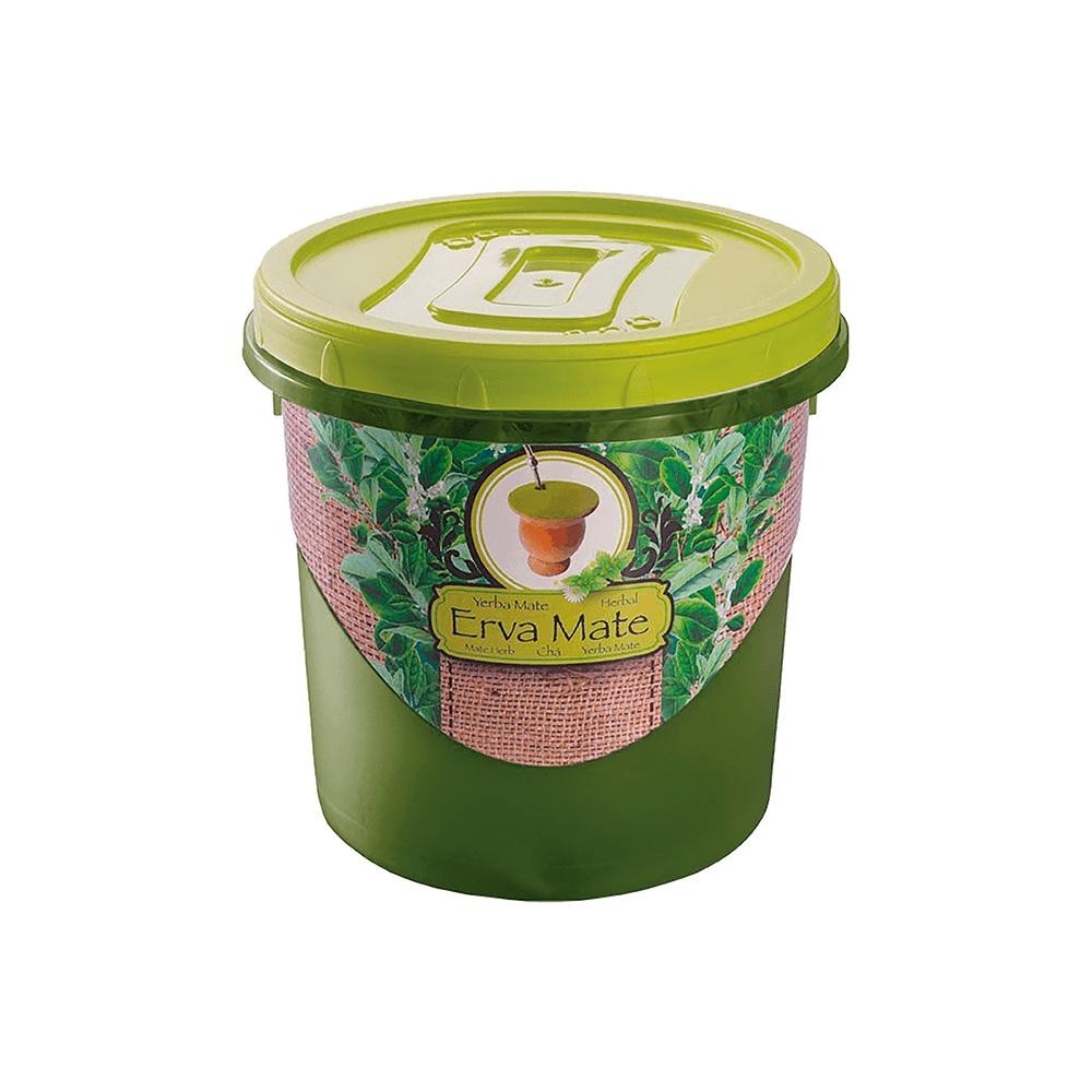 Pote Redondo Plástico Plasútil Erva Mate 1,8L, com Tampa Rosca, Verde - 8171 em Oferta na Shopee