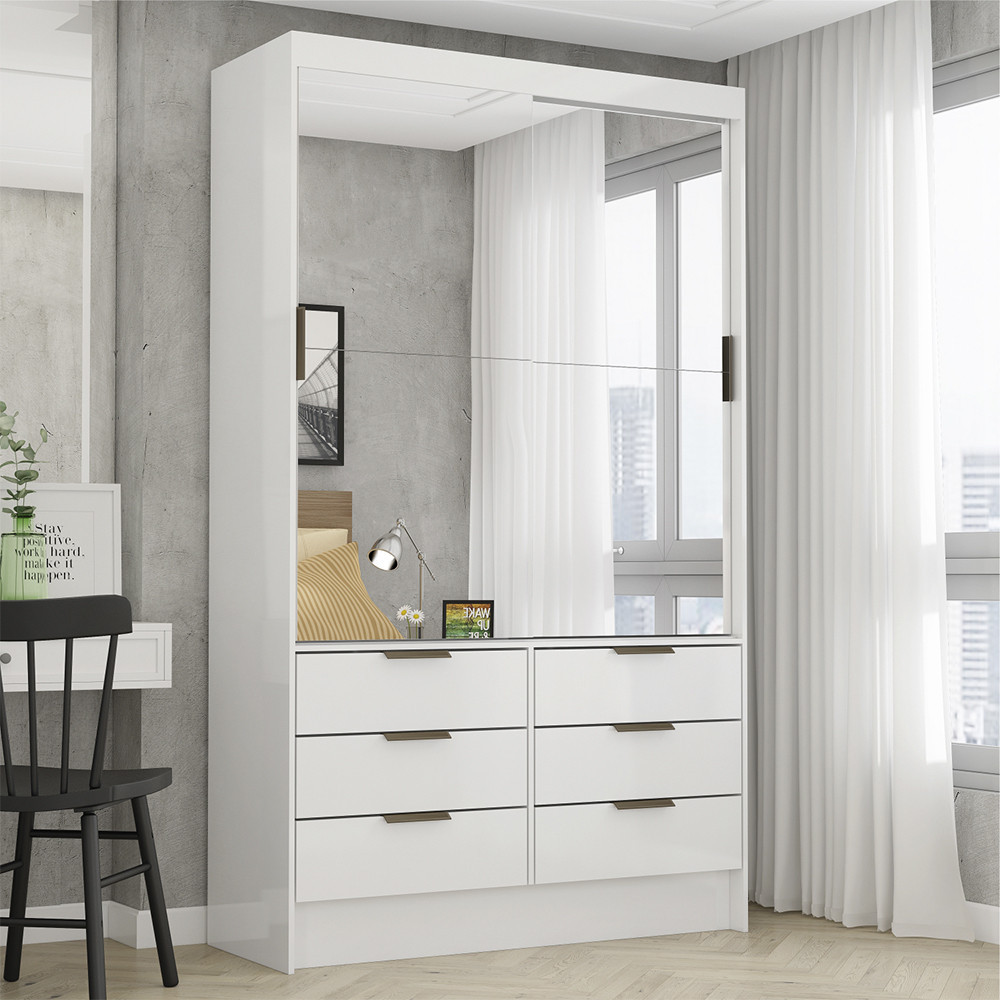 Guarda Roupa Sevilha 2 Portas de Correr Com Espelho Premium Carioca Móveis - Home & Living