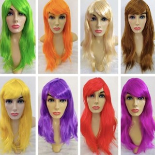 Peruca Longa Liso Varias Cores Fantasia Carnaval Festa decoração em Oferta na Shopee