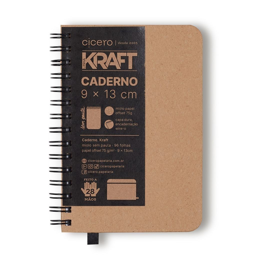 Caderno Kraft 9x13 Sem Pauta - Stationery