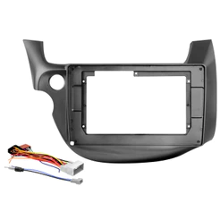 Kit Moldura Painel 10 Pol Fit 2009 2010 2011 2012 2013 2 Din Grafite Chicote Som Plug Antena